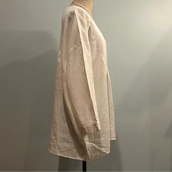 Zara White Linen V-Neck Tunic Top. Size XL. Excellent used condition. - Picture 6 of 12
